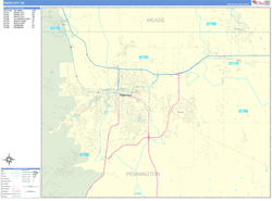 Rapid City Wall Map Basic Style 2024